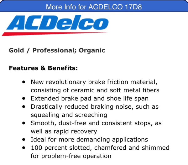 ACDelco Professionals Organic Brake Pad Set (1965-1982)